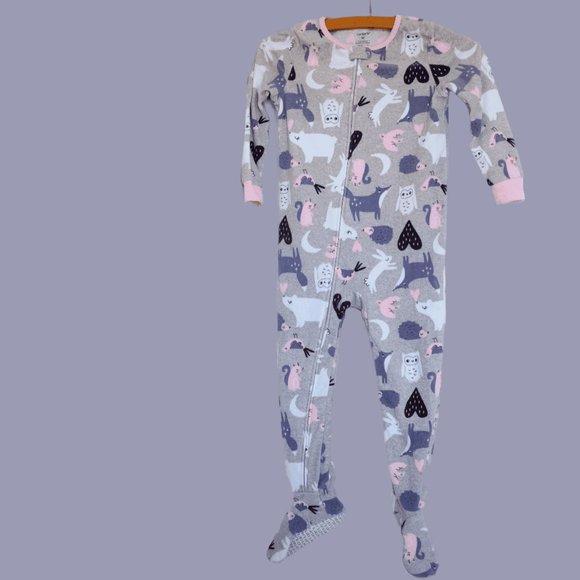 Carters girl animal footed pajamas sleepers 5T - Picture 1 of 1